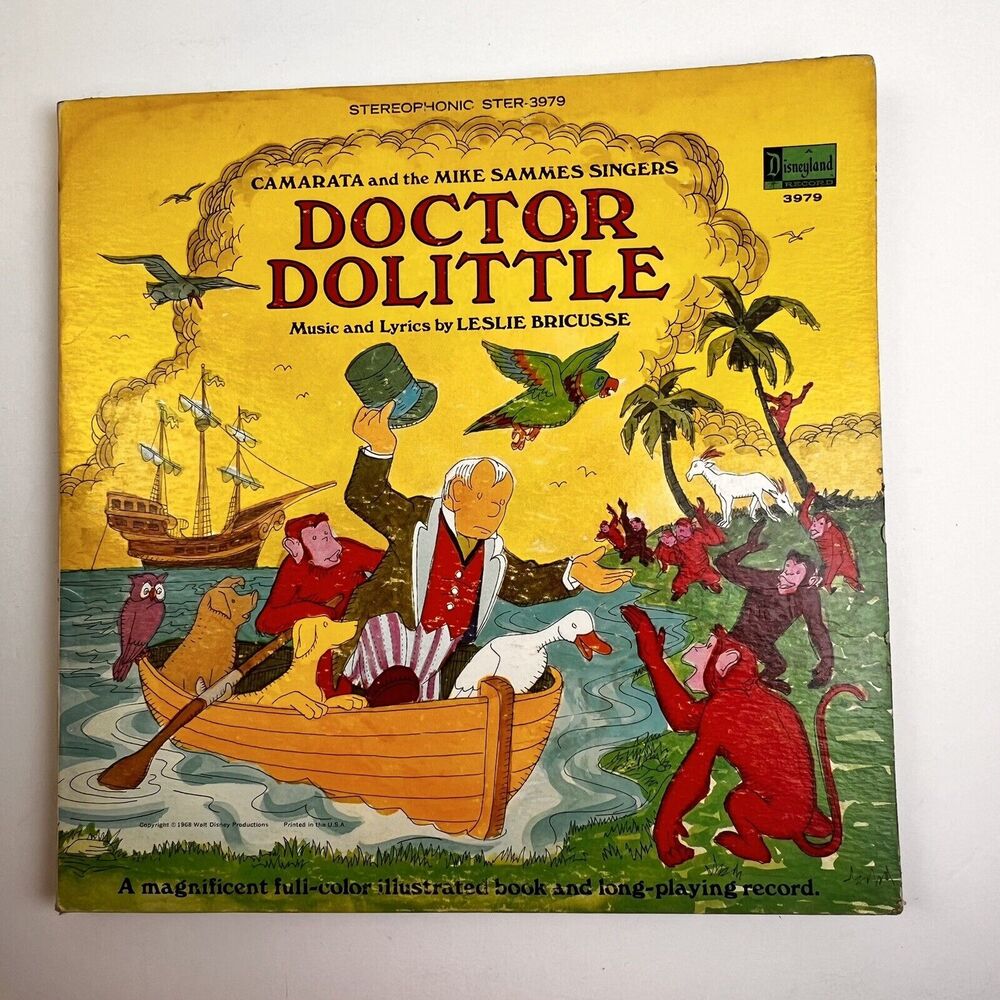 Disney Doctor Dolittle Album 1968 LP Vinyl Picture Book Children's Music Vinyl
